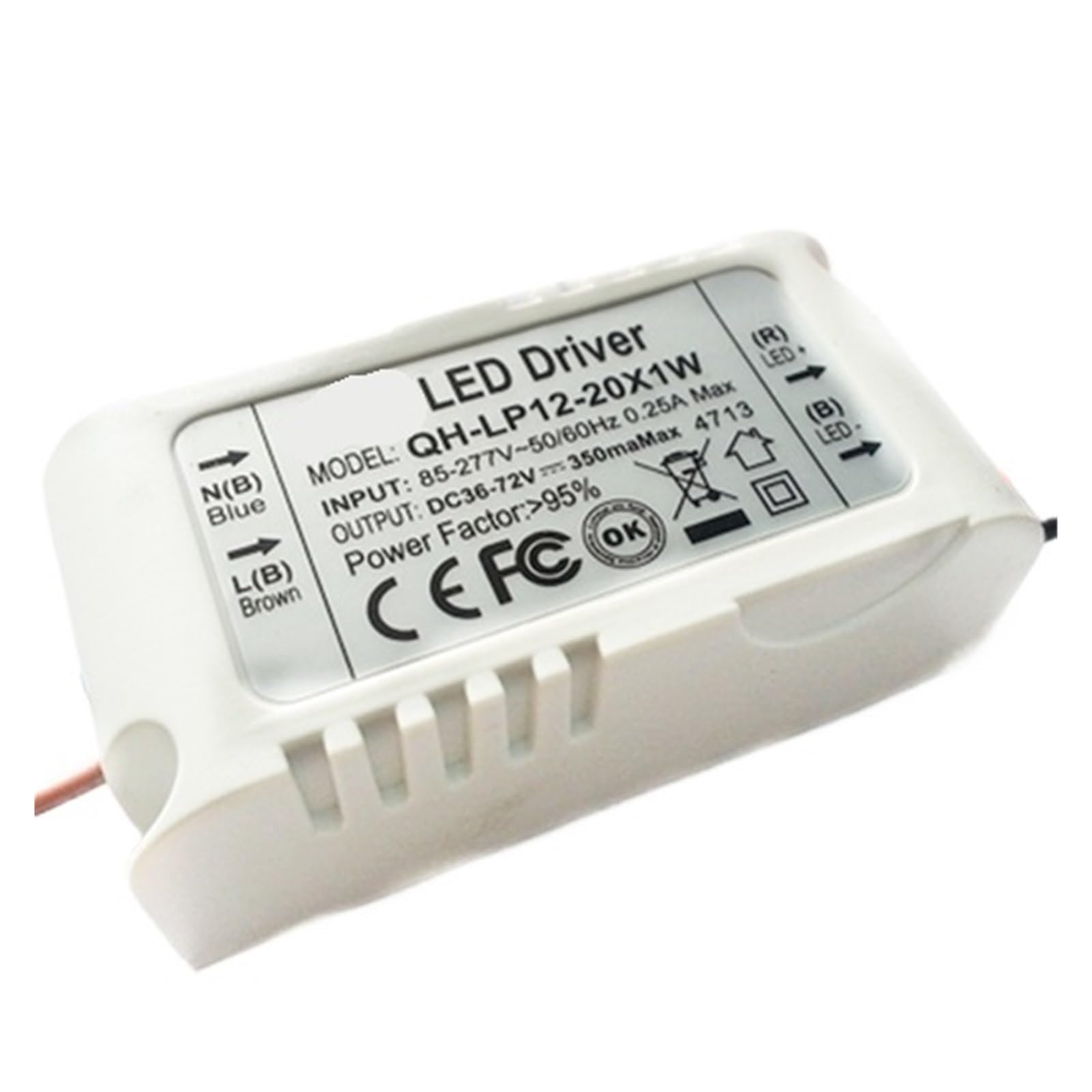 Pilote de lumière LED 12-20x1W transformateur 300mA pour plafonnier
