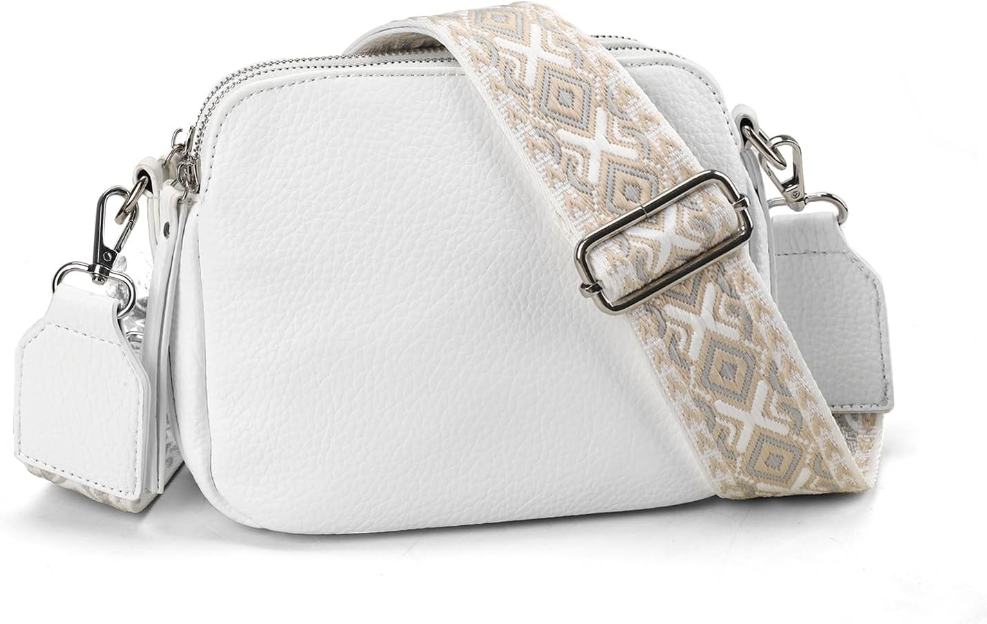 VONAL Leather Crossbody Purse for Women Triple Pockets Designed Shoulder Bag