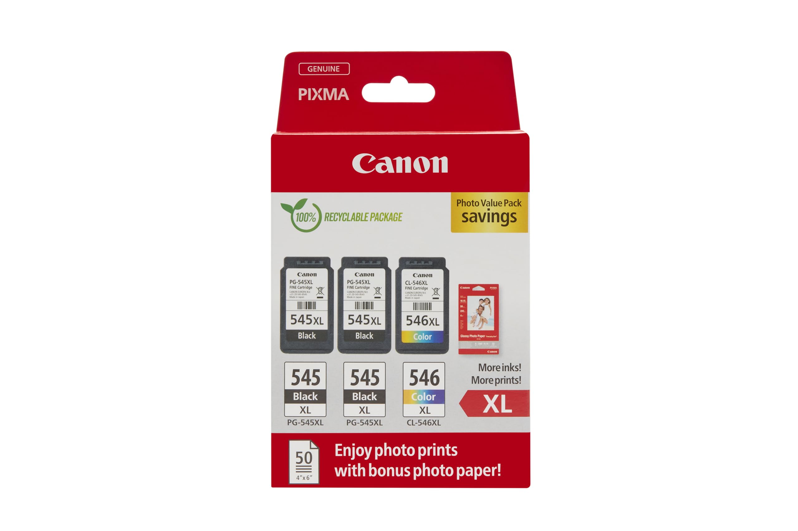 Canon PG-545XL x 2 / CL-546XL ink pack for PIXMA MG2450 printer