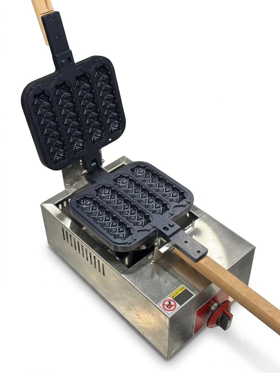 Modern India Kitchenware Commercial Corn Dog Maker 1550W | Stick Waffle Maker | 6-Piece Lolly Hot Dog Cheese Waffle Machine | 220V Electric Waffle Stick Maker with Adjustable Temperature-image-49