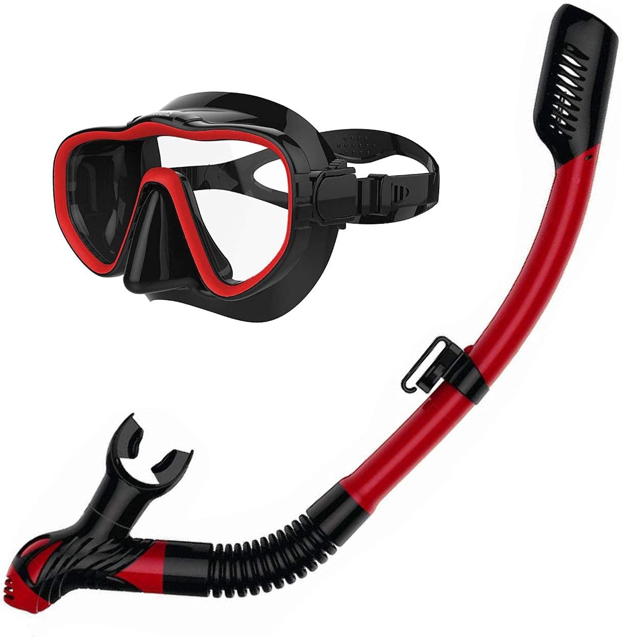 Kraken Aquatics Dive Mask and Snorkel Set - Dry Snorkel and Dive Mask Sets for Snorkeling & Scuba Diving - Travel Anti-Fog Snorkeling Gear Kit for Adults - Professional Adult Snorkle Gear Packages