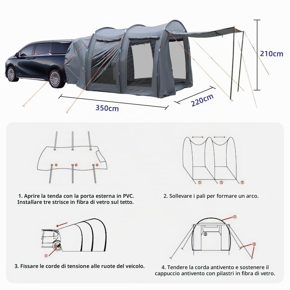 Tailgate Essential - Tenda posteriore per auto impermeabile e adatta a tutti i modelli di veicoli
