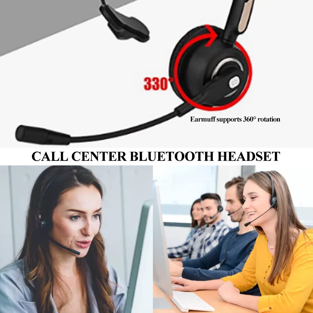 Auriculares inalámbricos de un oído para Centro de Llamadas, Auriculares Bluetooth de un Lado con cancelación de Ruido con micrófono, para telemarketing, Servicio al Cliente