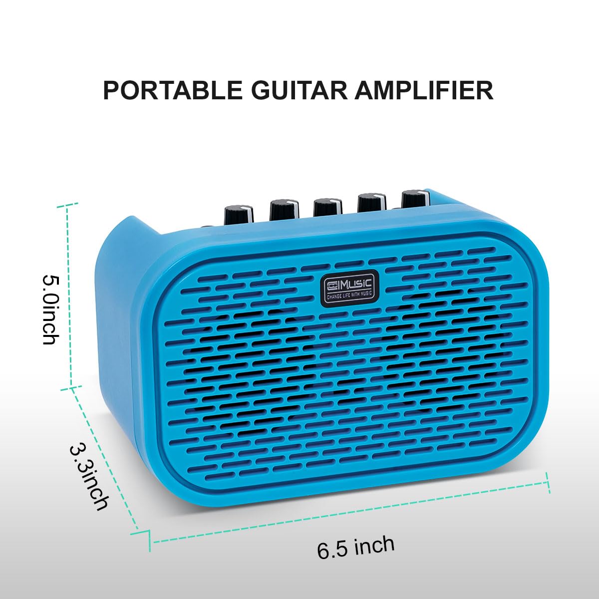 Mini Amplificatore per Chitarra Elettrica 10W Wireless Ricaricabile con Effetti di Ritardo/Distorsione, Bluetooth 5.0 per Esercizio