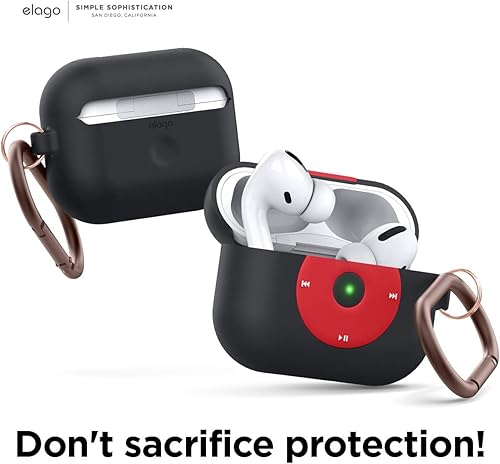 Miniatura 4 de elago AW6 - Funda compatible con AirPods Pro, diseño de reproductor de música clásica retro con llavero, silicona duradera, diseño clásico