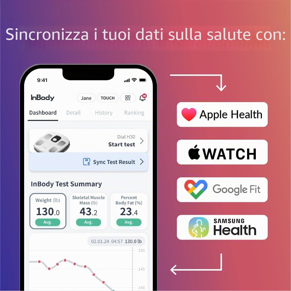 InBody Dial H30 - Bilancia intelligente con BMI, grasso corporeo, massa muscolare, con app, dispositivo di misurazione del grasso corporeo