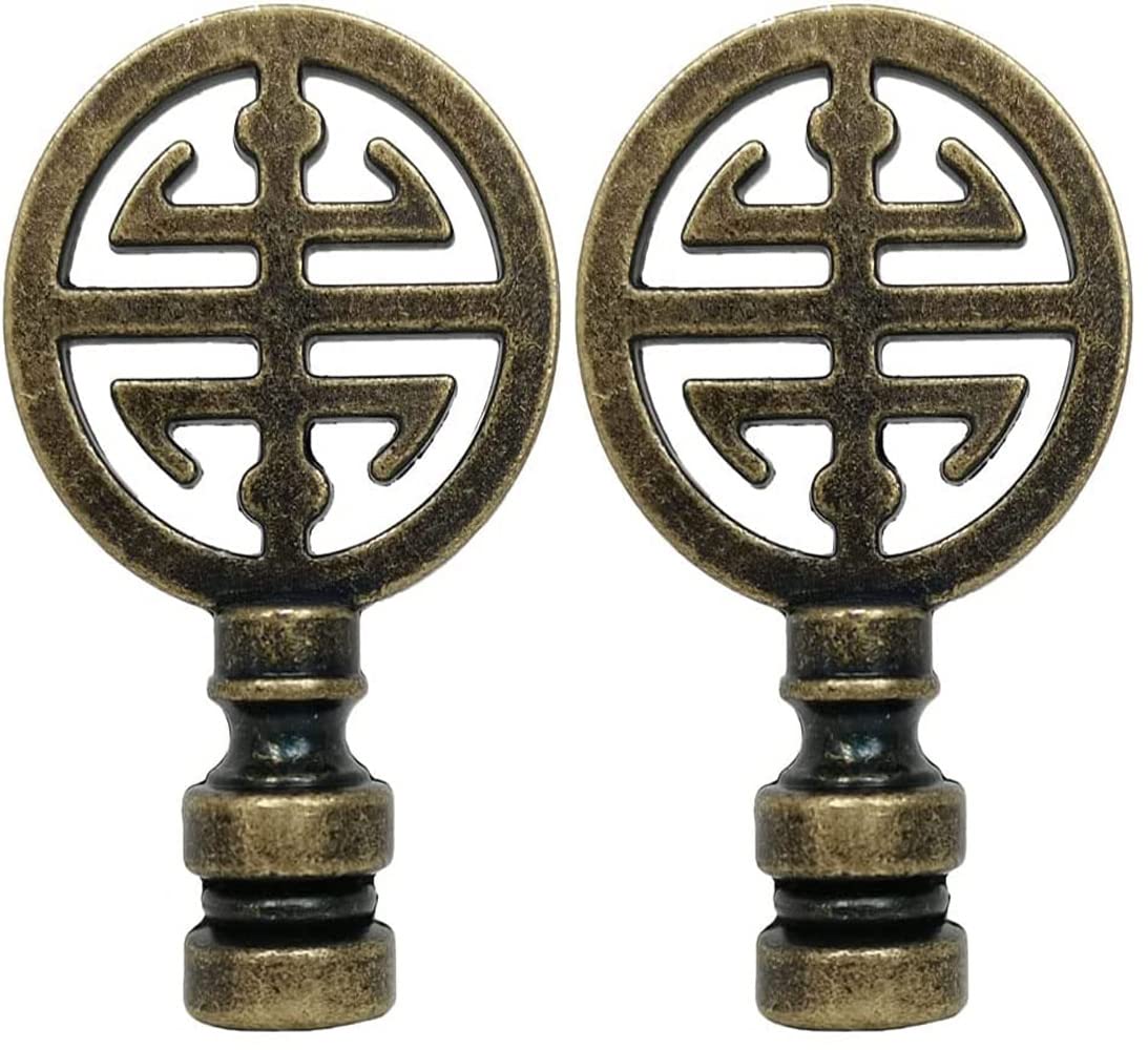 Hyamass Bronze 2Pcs Finial For Lamp Shade Oriental Lamp Finial Asian Lamp Finial Happiness Symbol Lamp Cap Knob Lamp Knob Top Asian Lamp Decoration(Bronze）