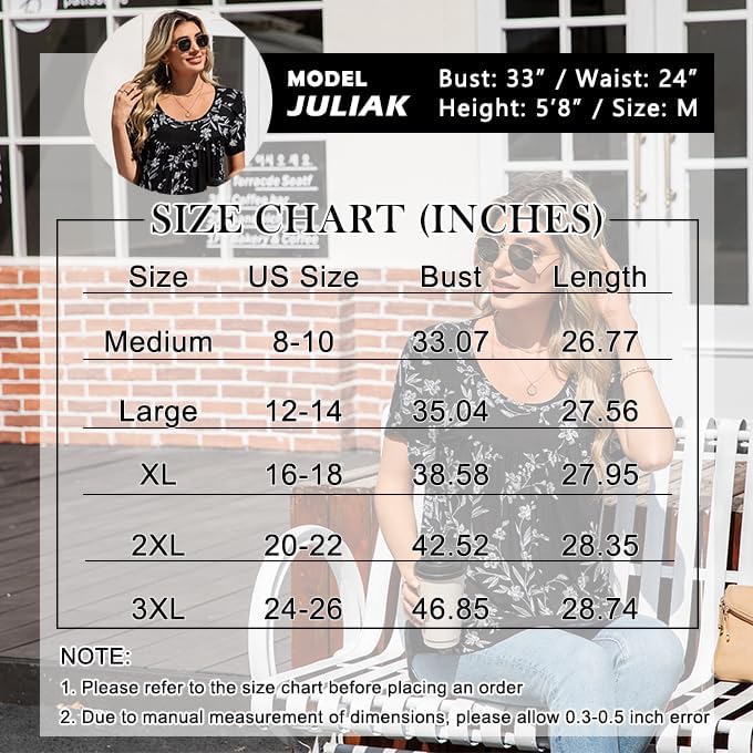 Anymiss 2026 Womens Spring Tunic Tops Summer Casual Loose Fit Short Sleeve T Shirts M-3XL - Image 5