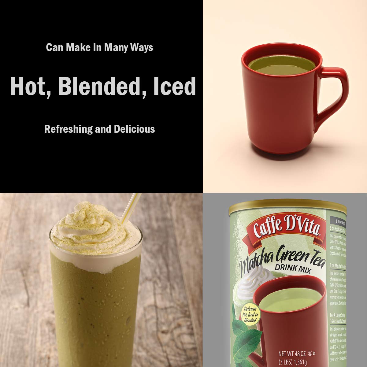 Caffe DVita Matcha Green Tea Drink Mix 3 lb 48 oz can — view 2