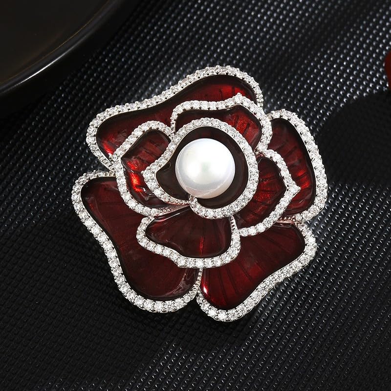 Image of Flower Brooch for Women Rhinestone Flower Brooch Pins Floral Brooches Jewelry Gift for Mom Wife