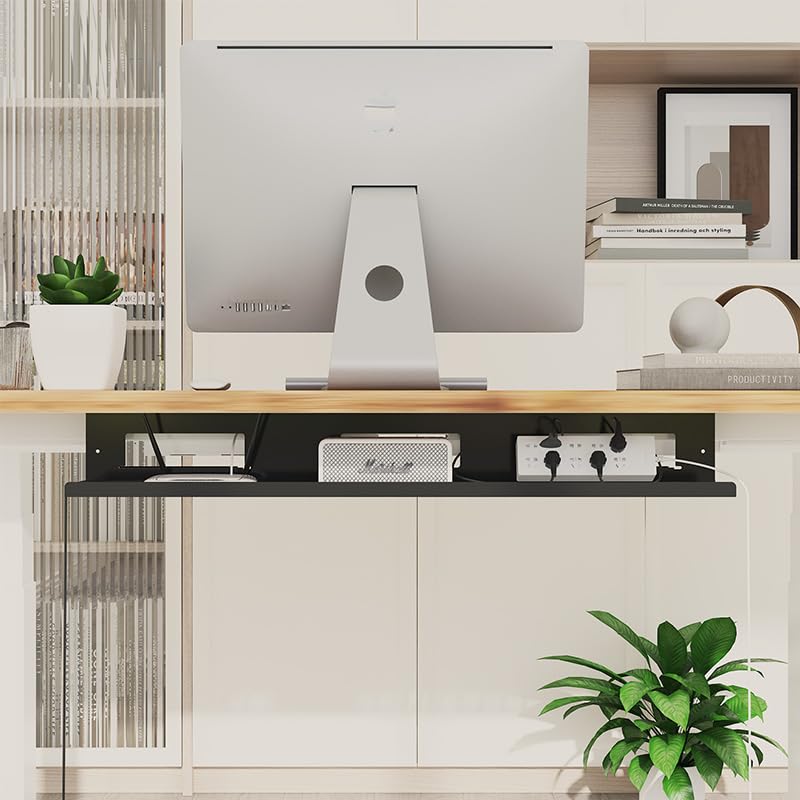 Image of FLEXISPOT Black Cable Tray Metal Raceway Wire Organizer Office Home Computer Cable Management for Standing Desk