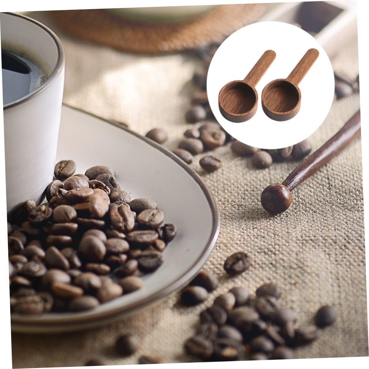 10pcs Retro Style Coffee Scoop Wooden Serving Spoon for Ground Coffee Tea Sugar