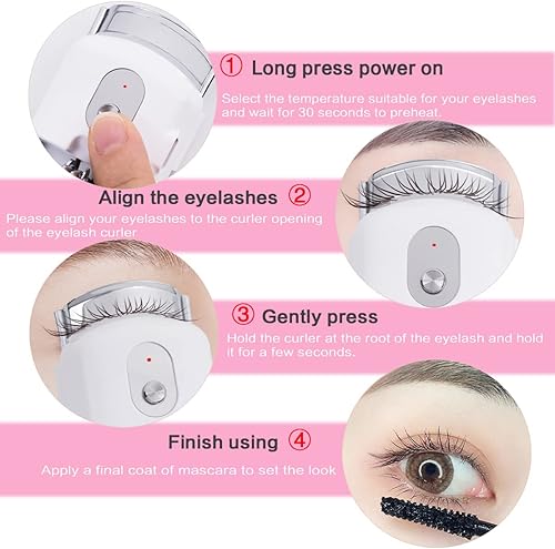 Miniatura 4 de Rizadores de pestañas eléctricos con calefacción, rizadores de pestañas portátiles de mano, 3 modos de calentamiento, temperatura estable, sin daño