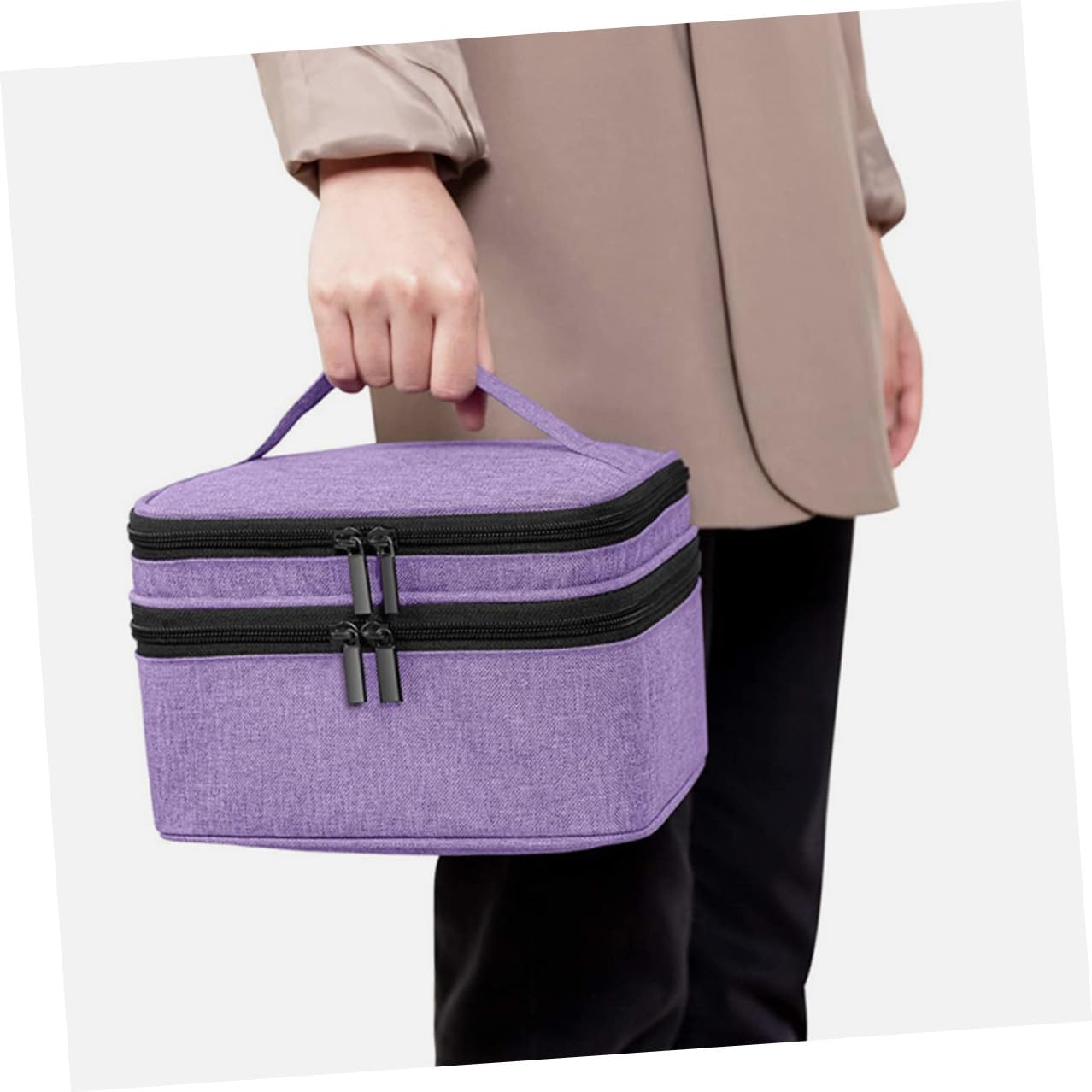 Porta Smalti Organizer in Borsa da Viaggio Custodia per Oli Essenziali e Smalto Organizer per Smalto Cerniera Doppio Cursore