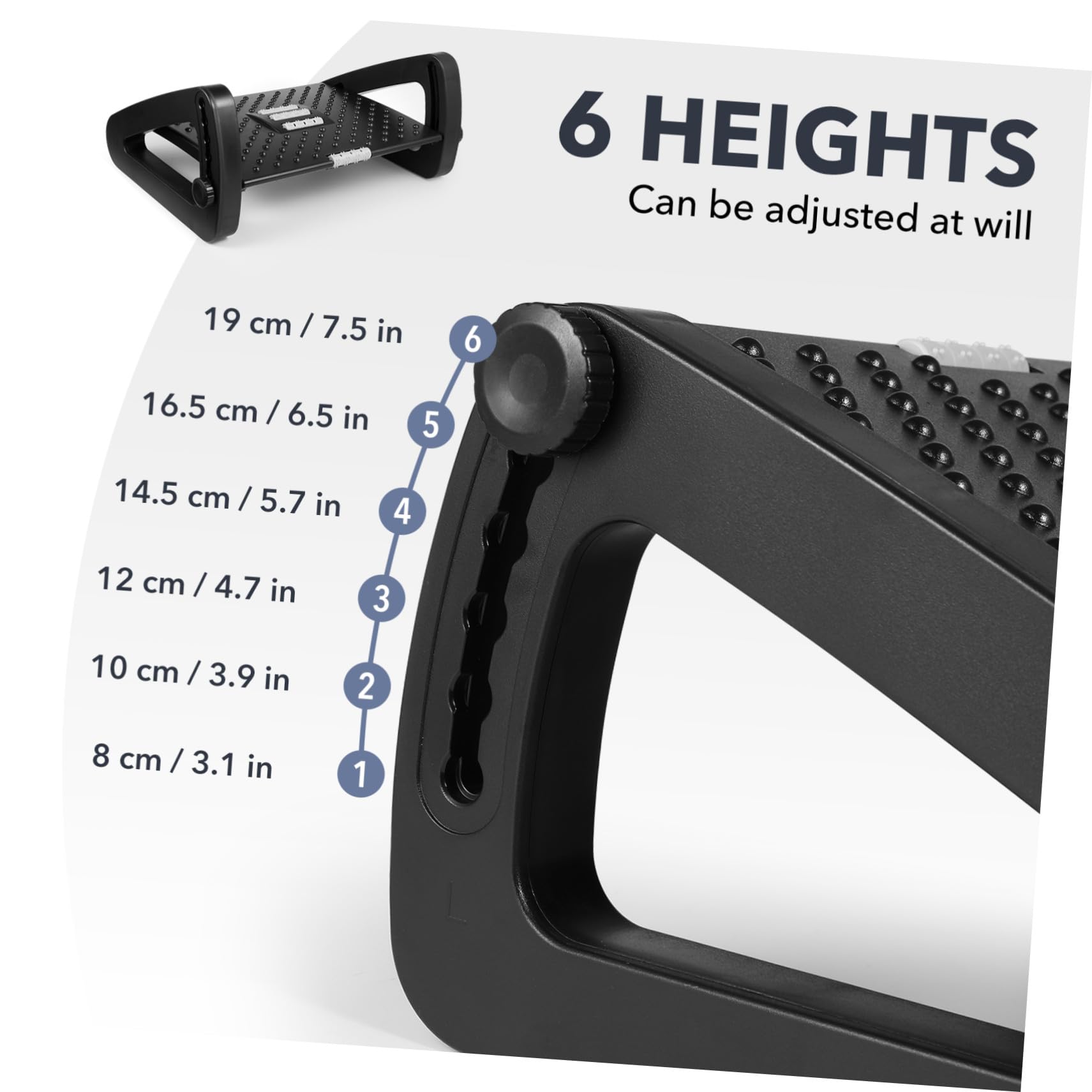 Gadpiparty Reposapiés Fatiga Oficina Hogar Ajustable Ergonómico y para Absorbe la de con Altura Regulable y Diseño Antideslizante Negro Piernas
