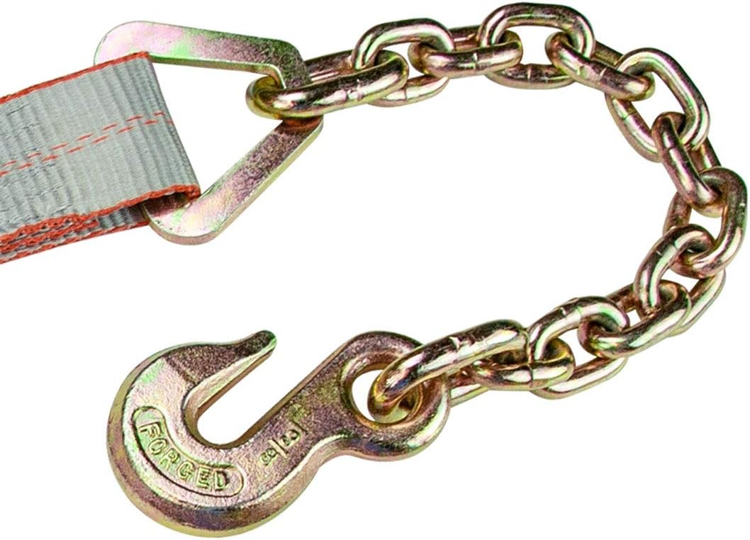 Exсluѕіvе VULCAN Ratchet Strap with Chain Anchors - 2 Inch x 27 Foot - 2 Pack - Silver Series - 3,600 Pound Safe Working Load