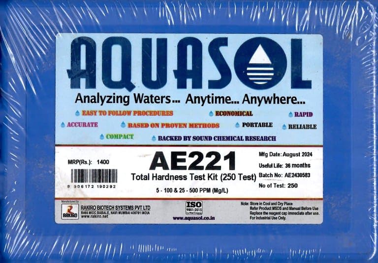 Image of Aquasol AE221 Total Hardness Test Kit 250 Tests (5-100 & 25-500 PPM (MG /L)