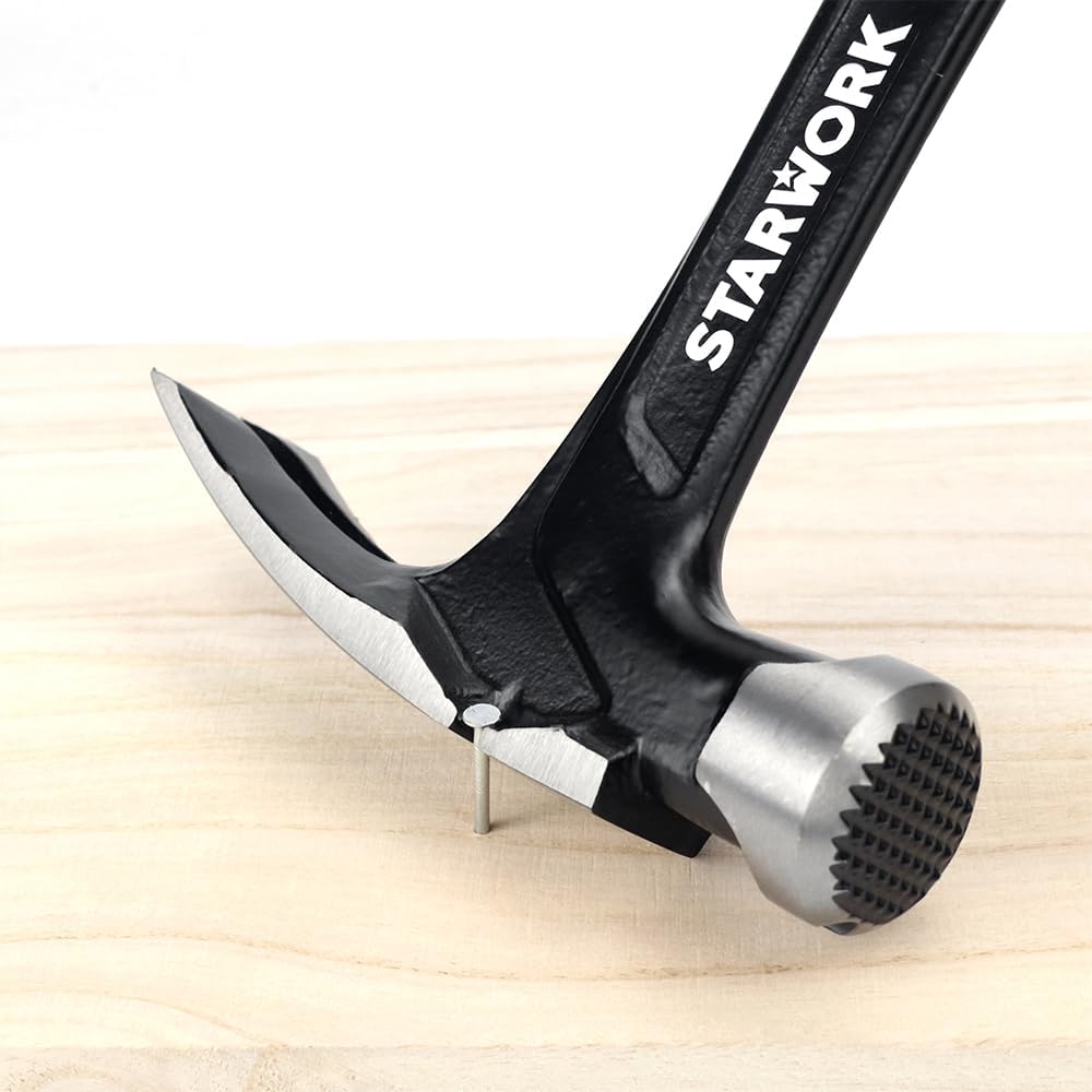 STARWORK TRUE MECHANIC™ 22 oz Rip Claw Hammer with Magnetic Nail Holder and Milled Face, Framing Hammer, Nailing Hammer, Heavy Duty One-Piece Forged Hammer