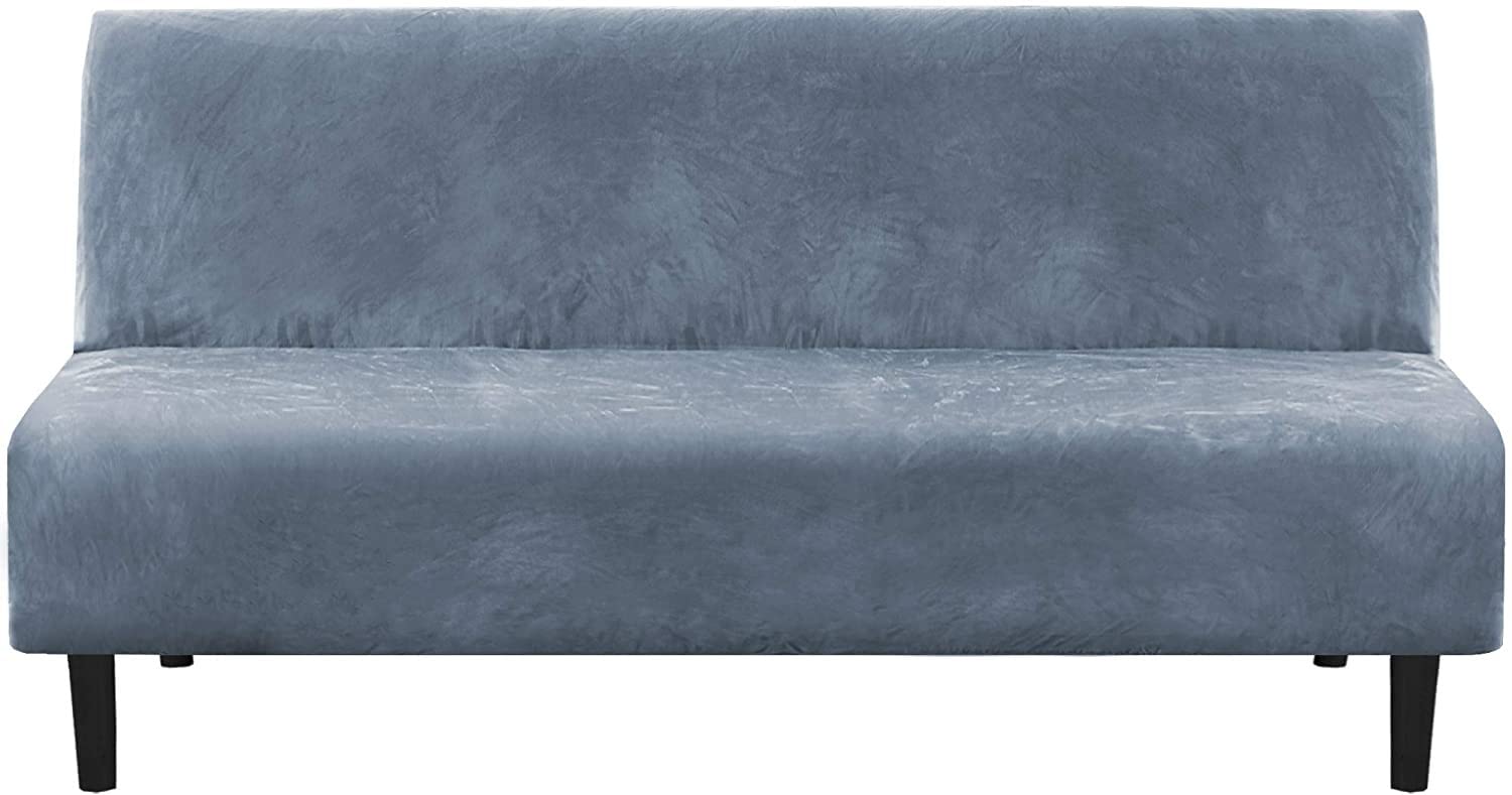 FIGOOO Housse de Canapé sans Accoudoir Housse de Canapé Clic Clac Couverture de Canapé Extensible Ajustable Universel Antidérapant Housse Protection pour Futon sans Bras,Marron Foncé