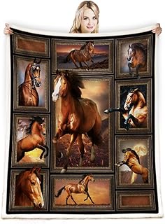 Juirnost Horse Blanket Horse Gift for Horse Lover Horse Print Throw Blanket Horse Blanket for Girls Cozy Warm Comfy Fluffy Blanket for Bed Couch Living Room Decor 50