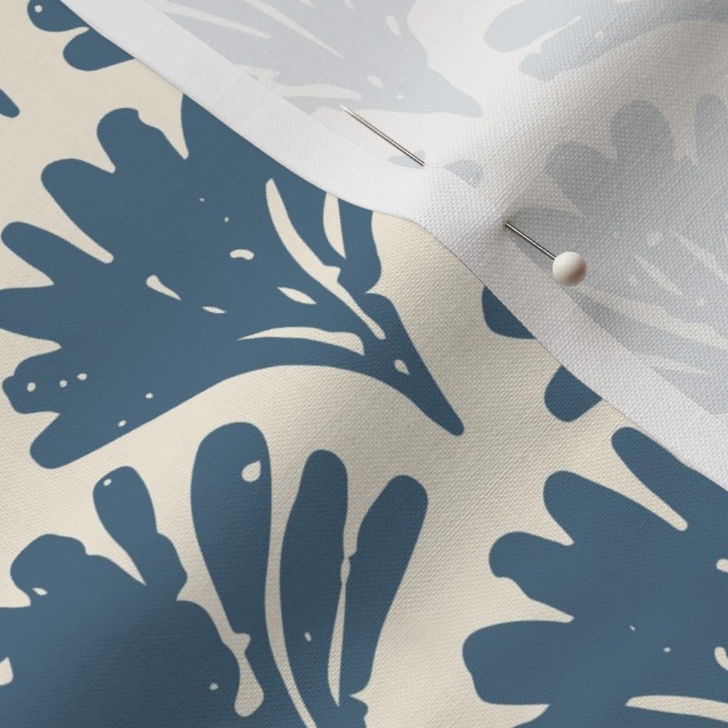Spoonflower Fabric - Sea Shell Scallop Coastal Nautical Block Print Neutral Calm Serene Printed on Petal Cotton Fabric Fat Quarter - Sewing Quilting Apparel Crafts Decor