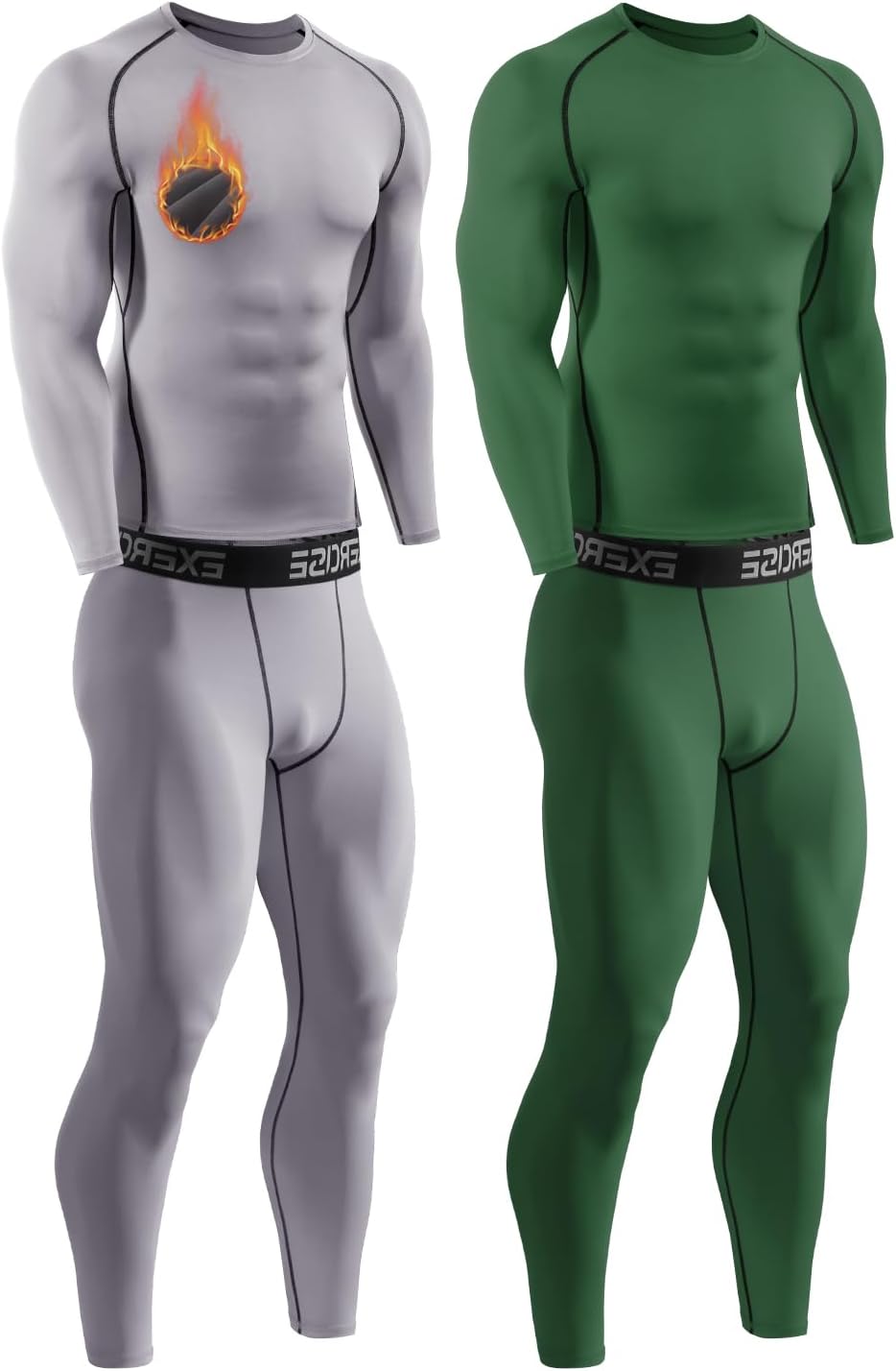 2 Pack Thermal Underwear for Men,Mens Long Johns Thermal Set Soft Fleece Lined Base Layer for Cold Weather