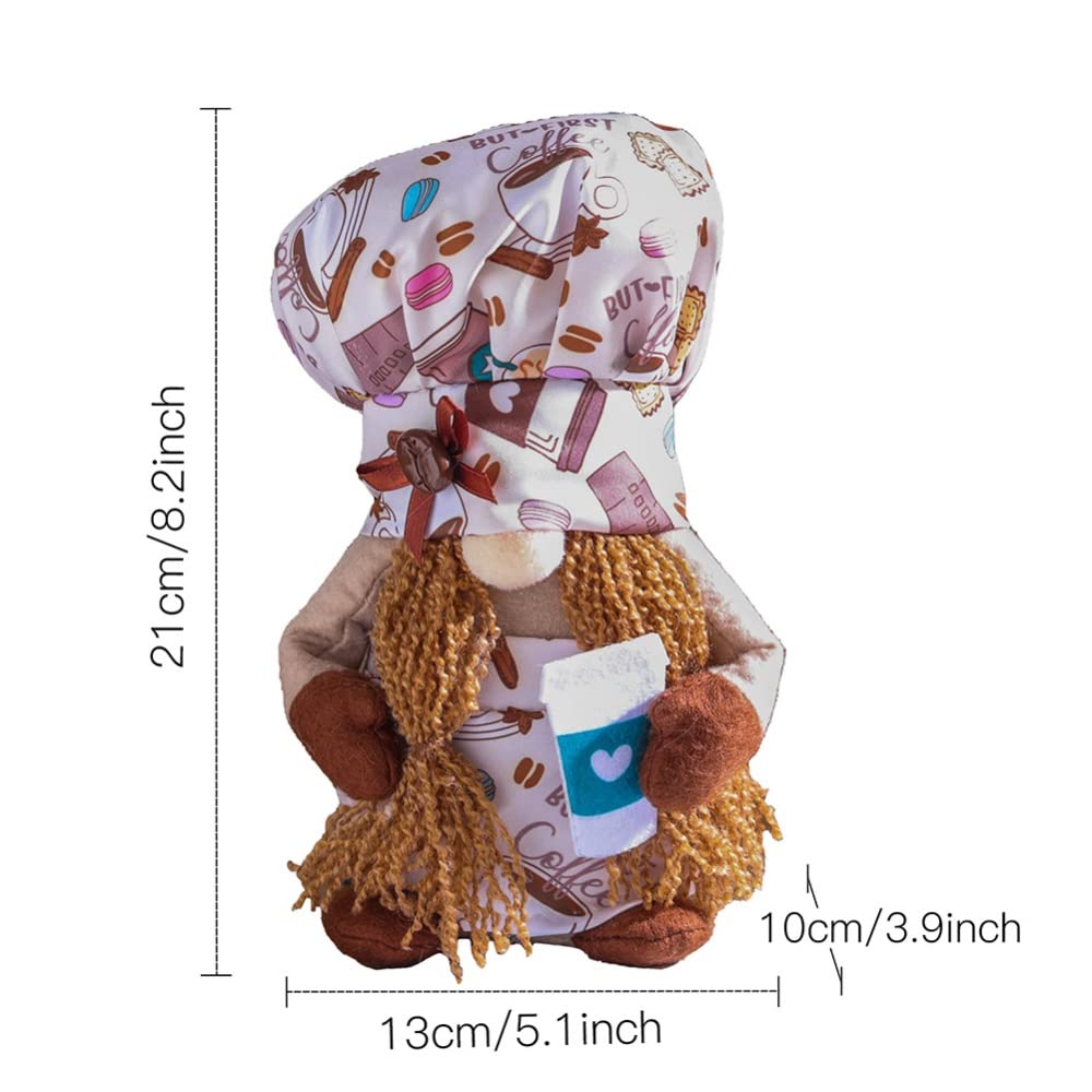Set 2 Gnomi Chef Da Caffè In Peluche – Decorazione Da Cucina E Tavolo, Fatti A Mano Con Naso In Legno E Barba Morbida