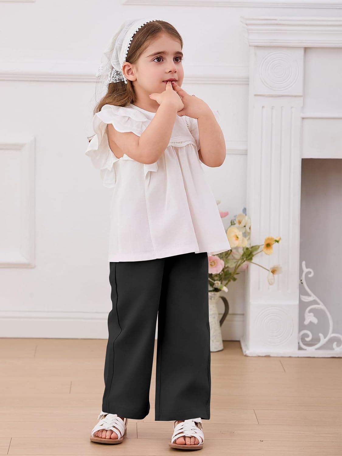 Haloumoning Toddler Baby Girl Pants Litte Kids Cute Soft Cotton Elastic Waist Bottoms with Heart Back Pocket 9M-8T - Image 2