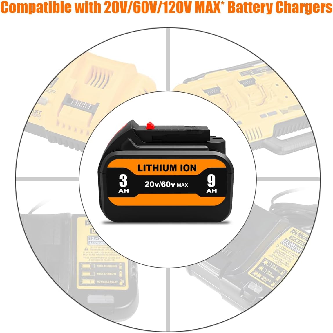 20V 60V MAX 9Ah DCB609 Battery Replacement for Dewalt 20V 60V Battery 9Ah DCB609 DCB609-2 Lithium Battery 20V 60V 9.0Ah DCB609 Battery Pack