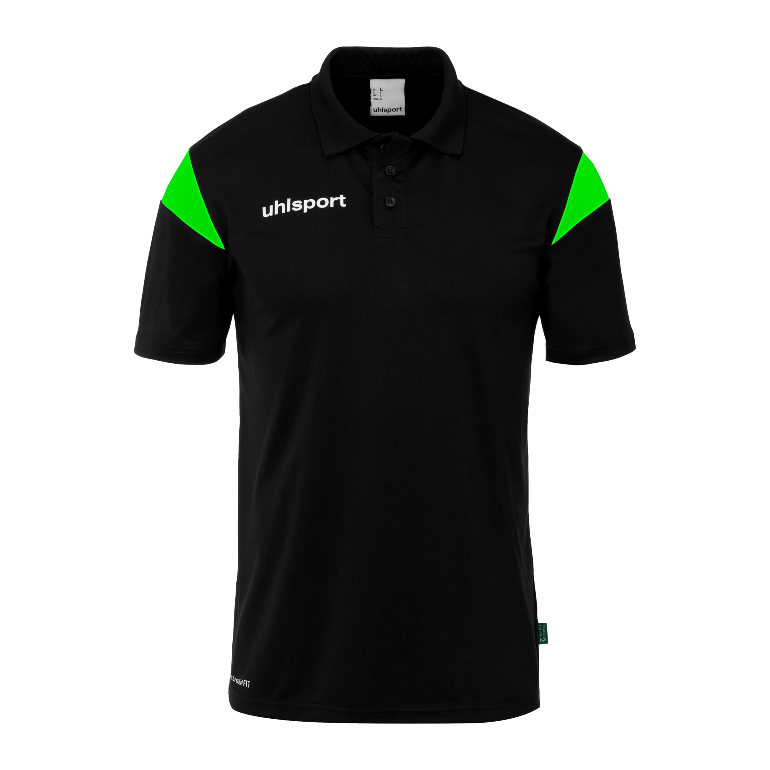 uhlsport Squad 27 Polo Shirt – Polo Shirt Men, Women and Children – T-Shirt with Polo Collar, Black/Fluo Green, 14 Years