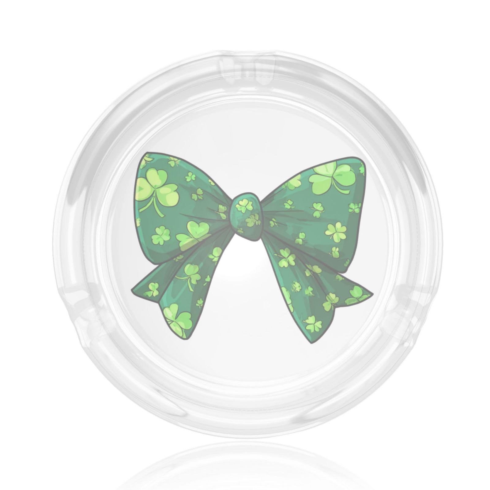 Green Bow With A Shamrock Pattern Glass Ashtray For Cigarettes Ash Trays Case For Home Office Decor