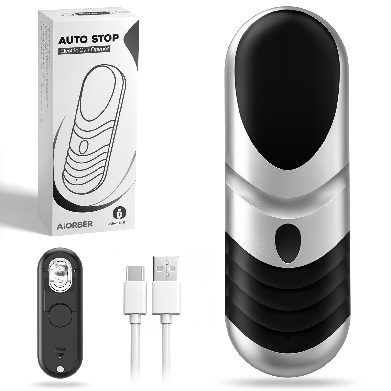 Apriscatole elettrico ricaricabile per anziani con artrite, funzionamento a batteria, funzionamento automatico one-touch, automatico, a mani libere, con bordo liscio