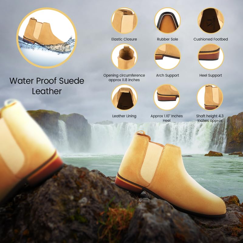 LIBERTYZENO Mens Water Proof Suede Leather Adults High Ankle Casual Chelsea Boots for Prom Graduation2