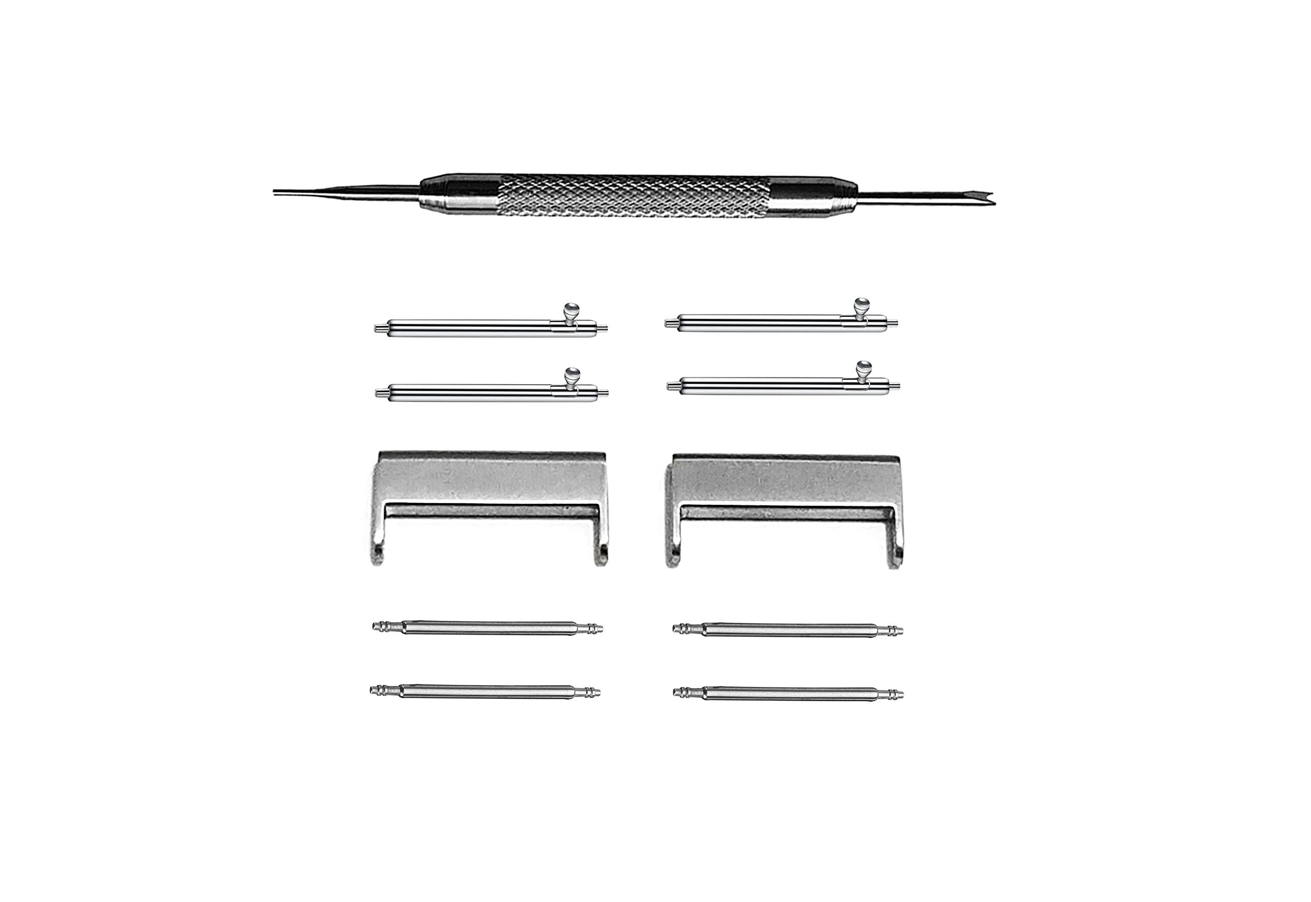 NICKSTON 11pcs Quick Release Adapters Kit for Wrist Watches and Smartwatches Lugs 18mm-26mm and Band Widths 16mm-24mm, Stainless Steel Connectors Pins Tool (For 26mm Watch Lugs and 24mm Band Width)
