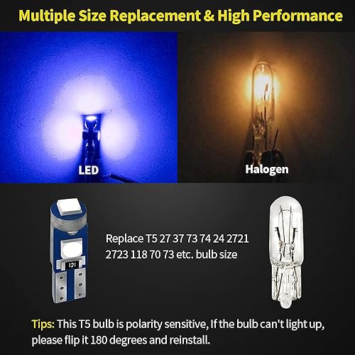 Miniatura 3 de 20 bombillas LED T5 para salpicadero, chipsets 3030, 74, 37, 27, 17, 2721, reemplazos para puerta interior, cúpula de instrumentos, panel de