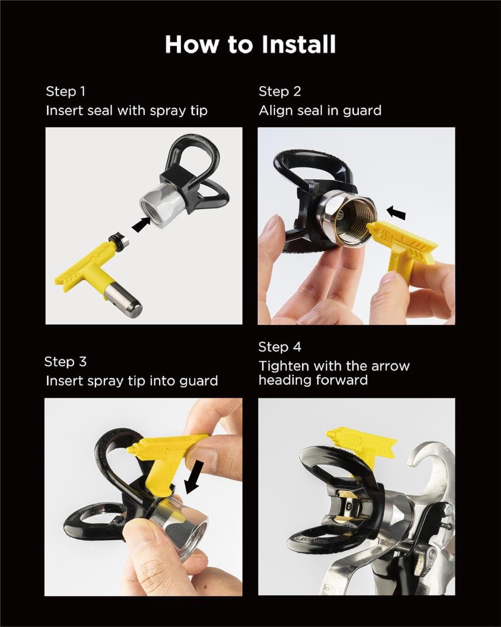 InoKraft Kit completo de pulverizador de pintura sin aire, incluye punta de pulverización reversible 517, conjunto de protector de punta y junta de boquilla, reemplazo universal para proyectos de