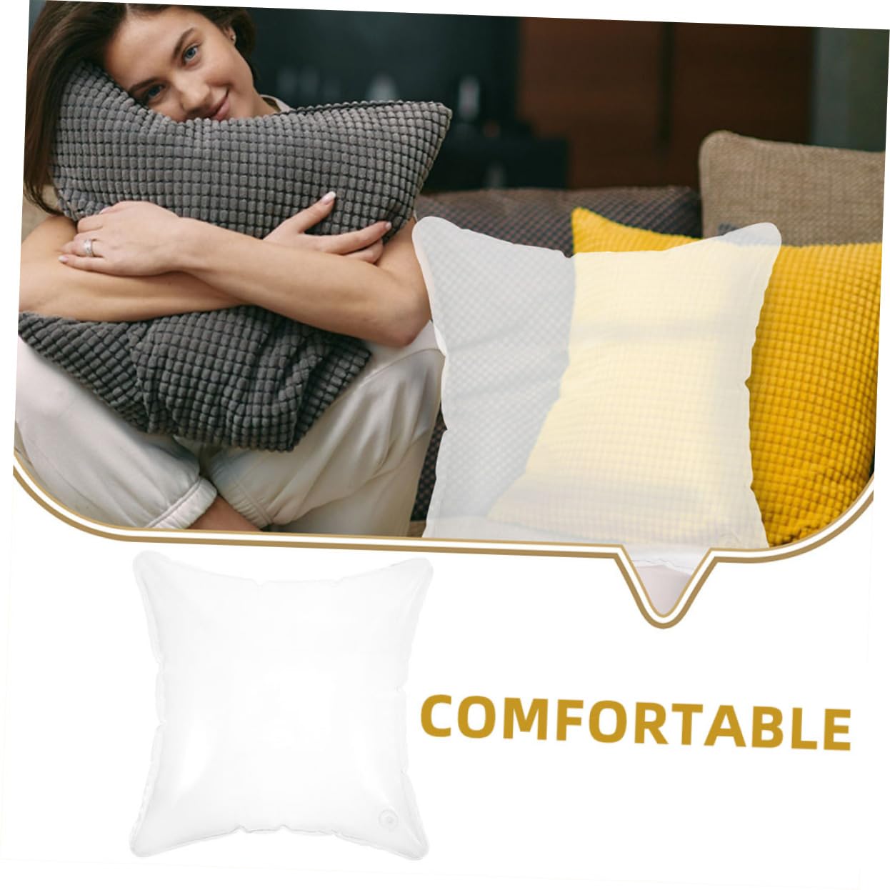 Oreiller Gonflable de Camping Transparent PVC, Coussin Pliable
