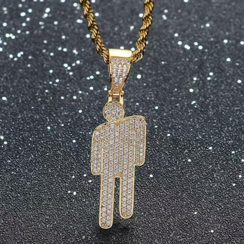 Couple Crooked Head Zircon Hipster Necklace, Hip-Hop Street-Style Diamond-Encrusted Pendant Twist Chain4
