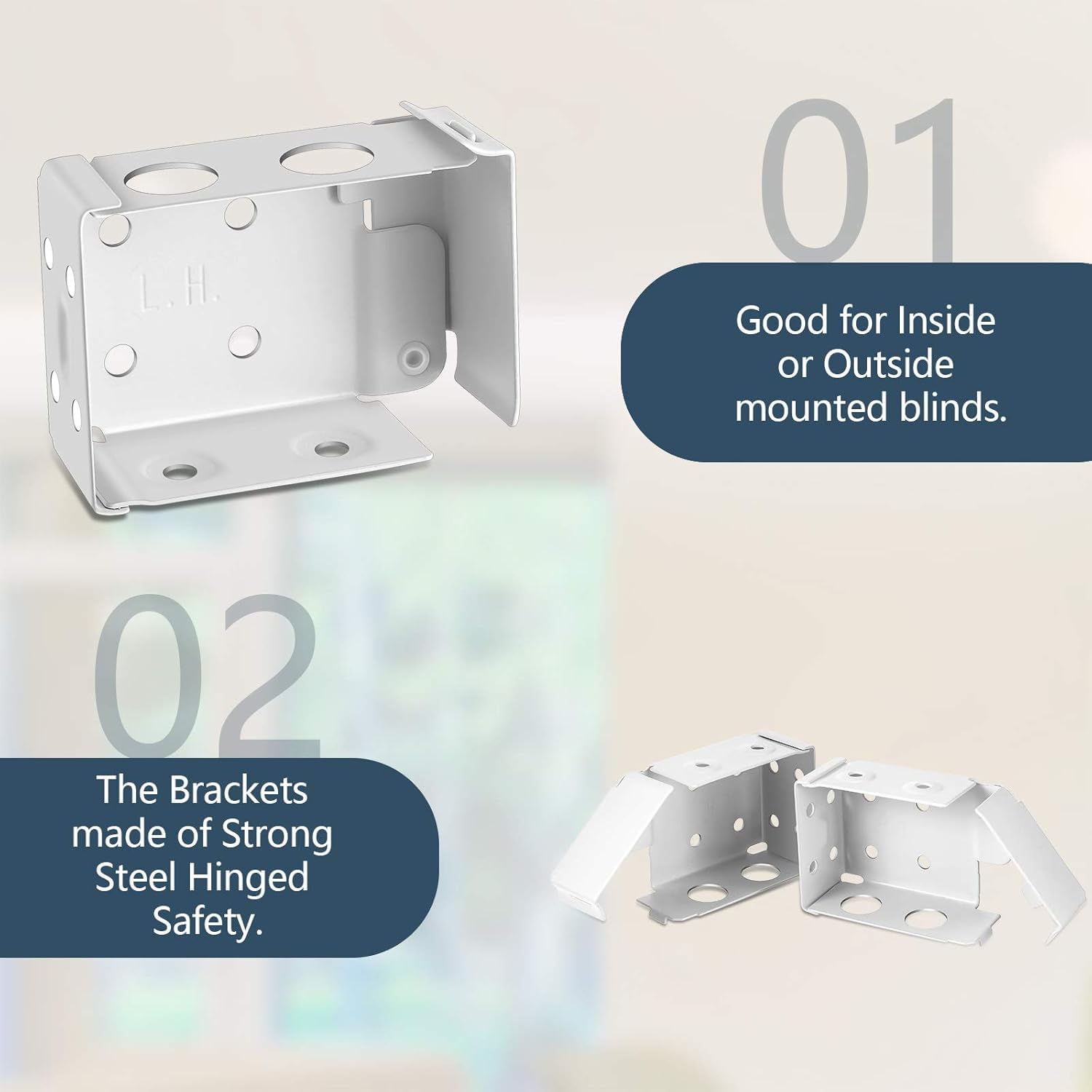 Ajinacious Venetian Blind Mounting Brackets, Metal, White, Wall Mount, Ceiling Mount, Bracket, Blind Bracket - Image 3