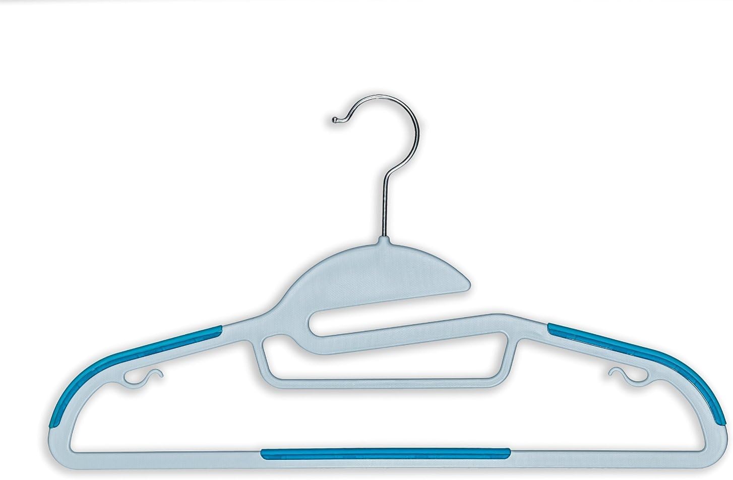 Dry Wet Clothes Amphibious Light Weight ABS Hangers with non-slip Shoulder Design, Steel Swivel Hooks, Value Pack - Set of 120, Blue