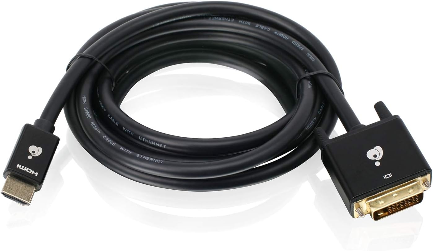 IOGEAR HDMI to DVI 3.3ft Cable - 4K @ 30Hz HDMI (M) to DVI-D (M) 1080P - Compatible with PC - TV - PS5 - Blue-ray - Xbox - Switch - GHDDVIC4K3