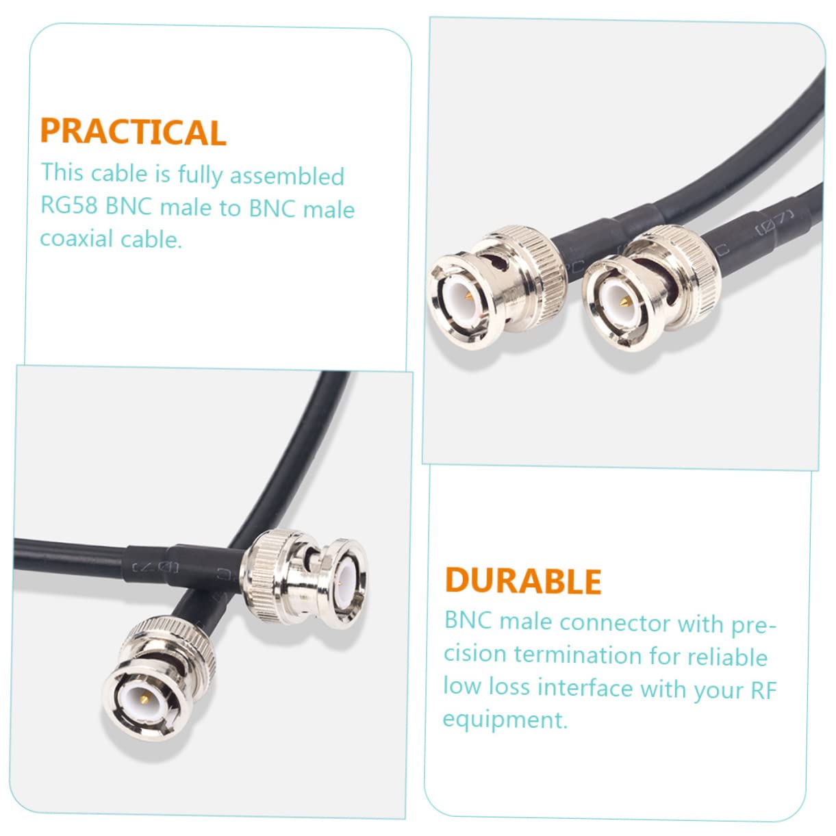 NUOBESTY 10M Câble Coaxial Bnc Câble Masculin Bnc à Perte Pour Cctv Et Équipements Électroniques