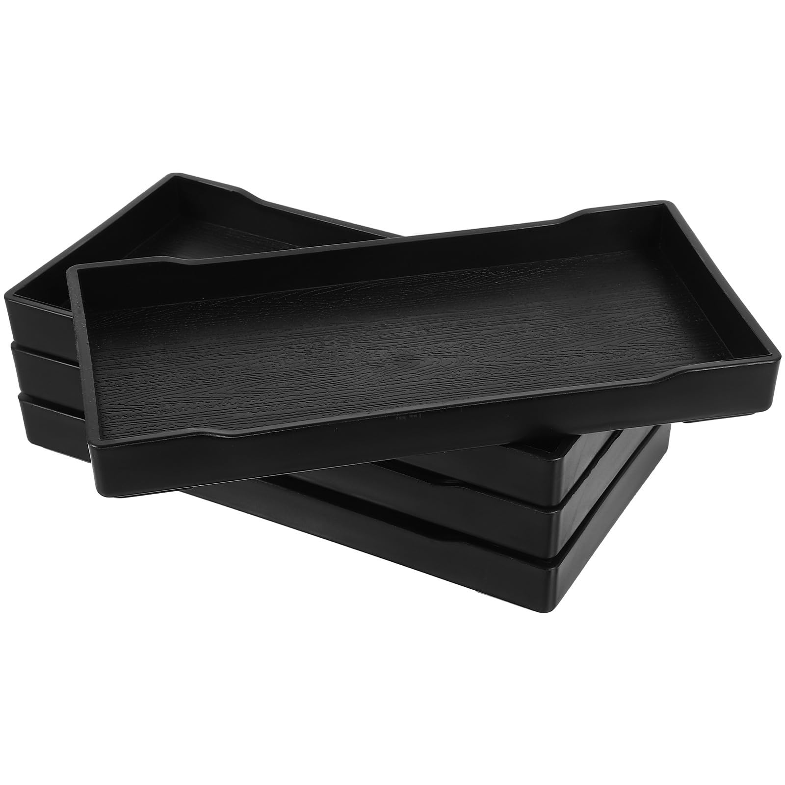 Bandeja de baño rectangular negra de 4 piezas para solucionar el desorden en tu encimera