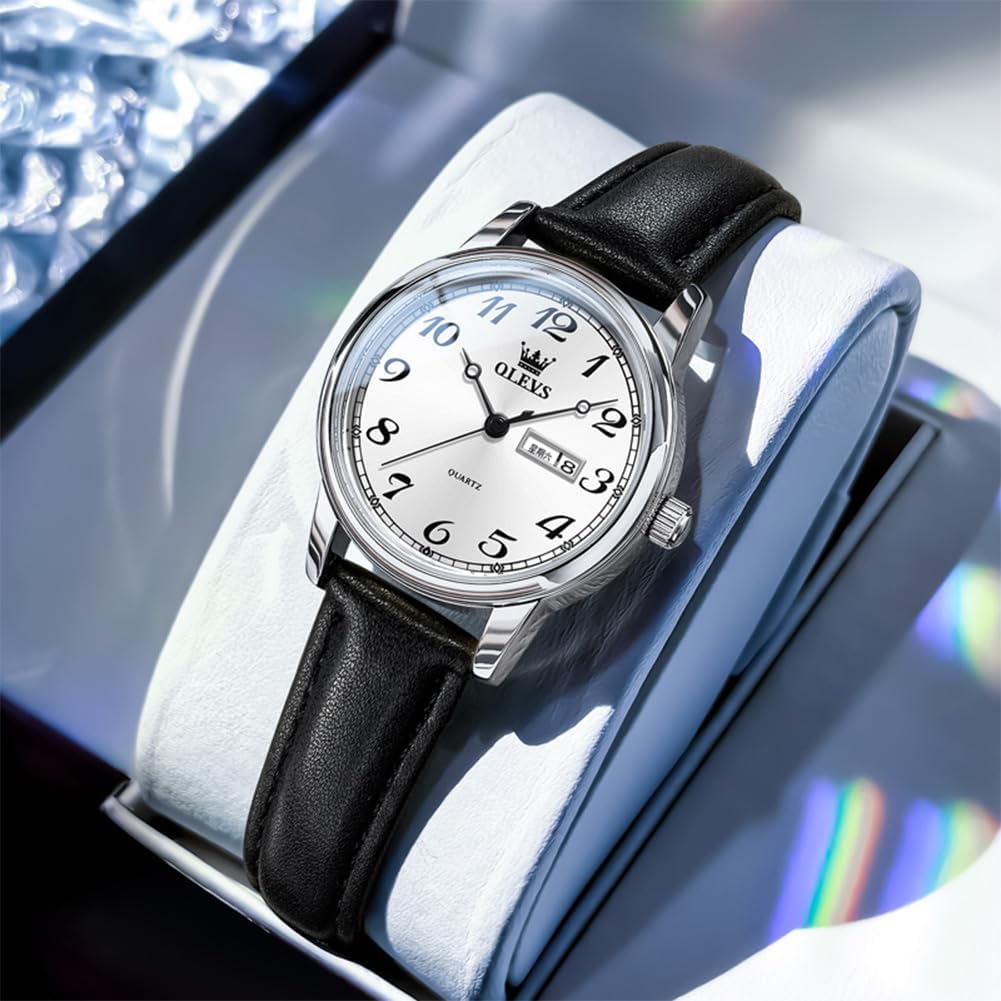 OLEVS Womens Watch Luxury Vintage Leather Watches for Women Simple Easy Read Minimalist Small Ladies Watch with Day Date Fashion Dainty Dress Waterproof Quartz Women's Wrist Watches Reloj para Mujer - Image 6