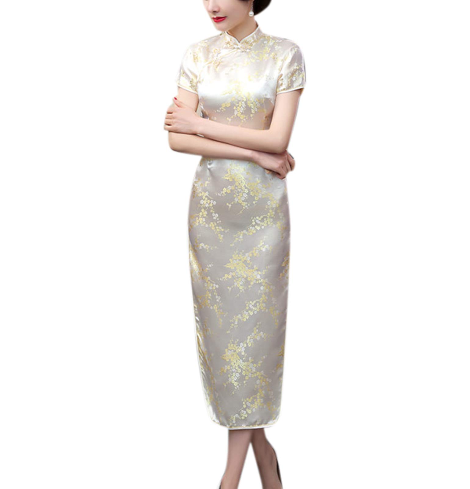 keepmore Chinese Style Qipao for Women, Long Dress Plus Size Cheongsam Evening Dress Qipao for Wedding
