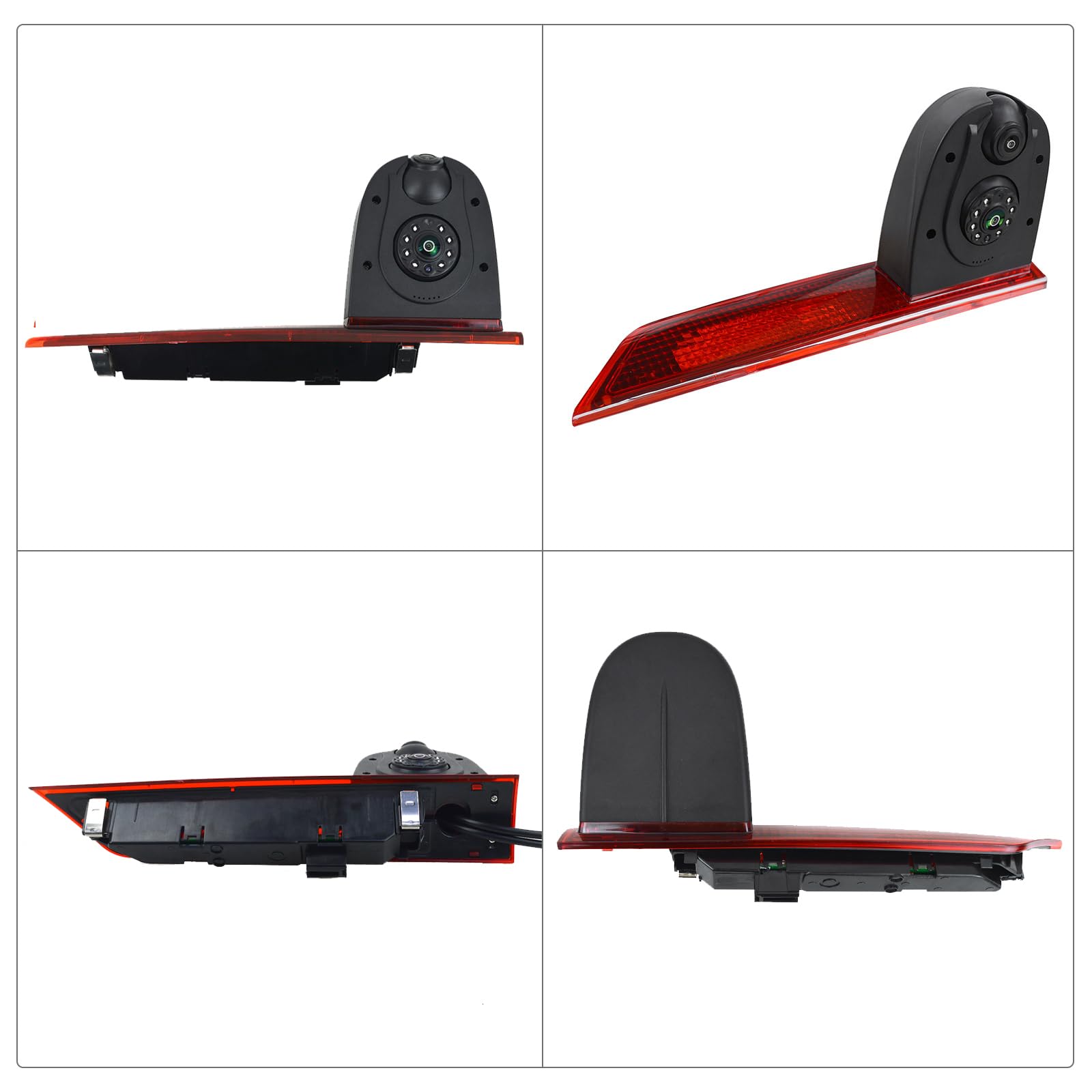 Dolphin Automotive Cámara de marcha atrás dual para Ford Transit Custom 2016 en adelante (LED) reemplaza la luz de freno en la puerta trasera izquierda (cámara con monitor de espejo de 7 pulgadas)