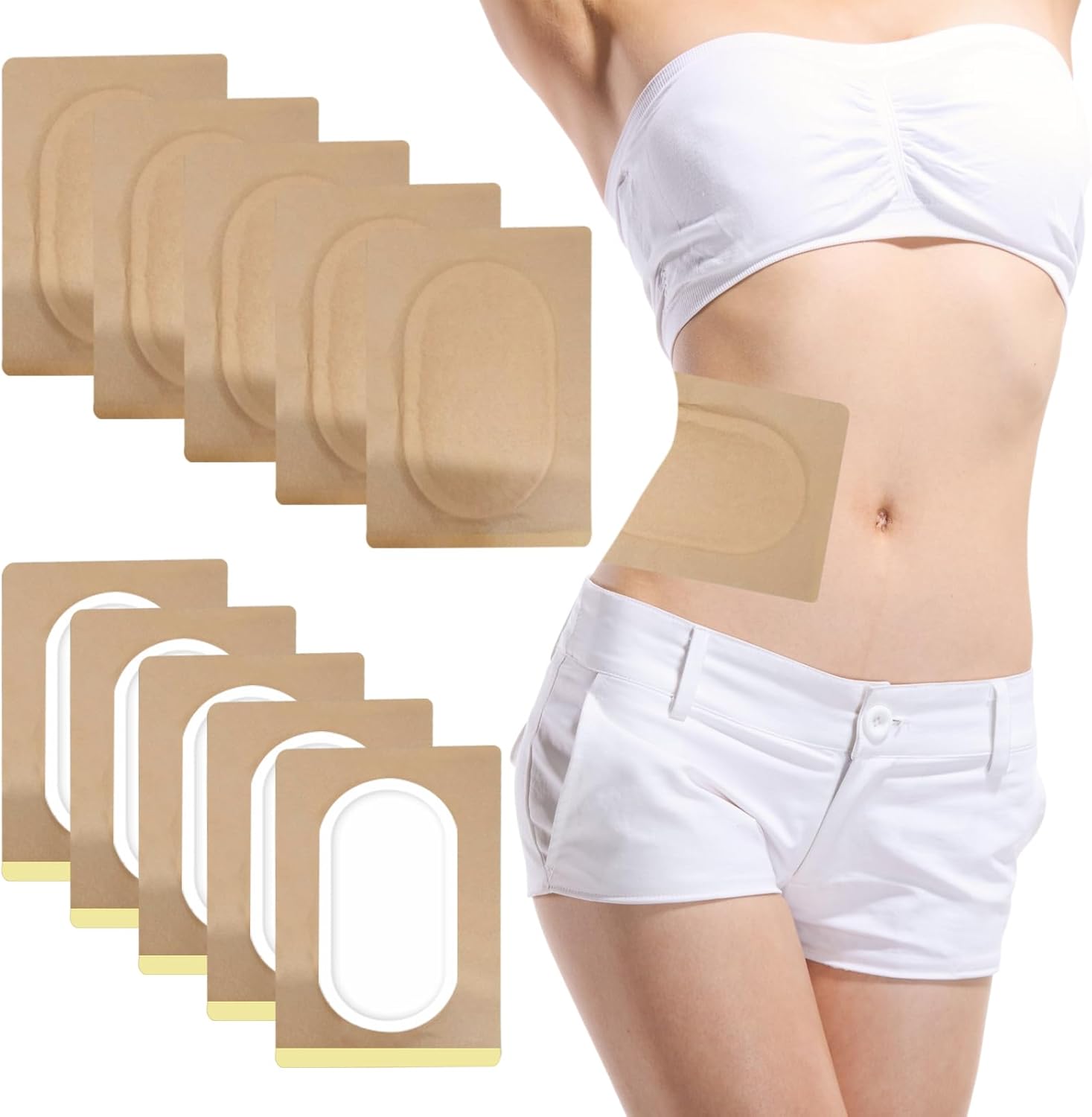 10 Pack Castor Oil Patches Pack Wrap Kit, Self-Adhesive Organic Cotton Castor Oil Patch, No Wash Caster Oil Pack for Liver Detox Aid, Sleep Support