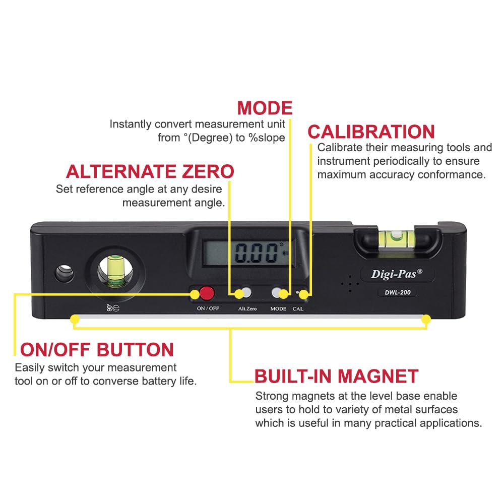 Digi-Pas DWL200 Torpedo Level - Angle Finder -2 Digi-Pas DWL200 Torpedo Level - Angle Finder -2