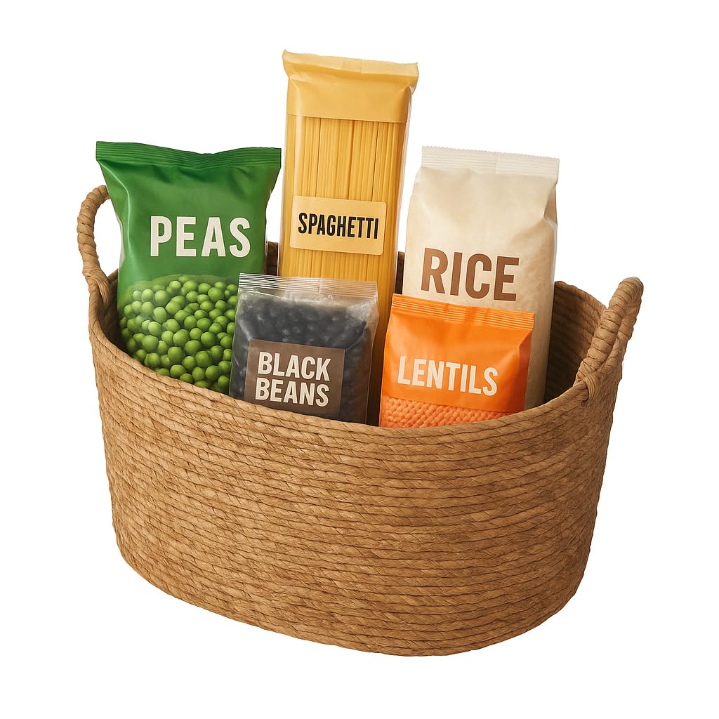 Eden & Willow Natural Straw Woven Storage Basket, Home Organisation Hamper Basket with Handles (Large)