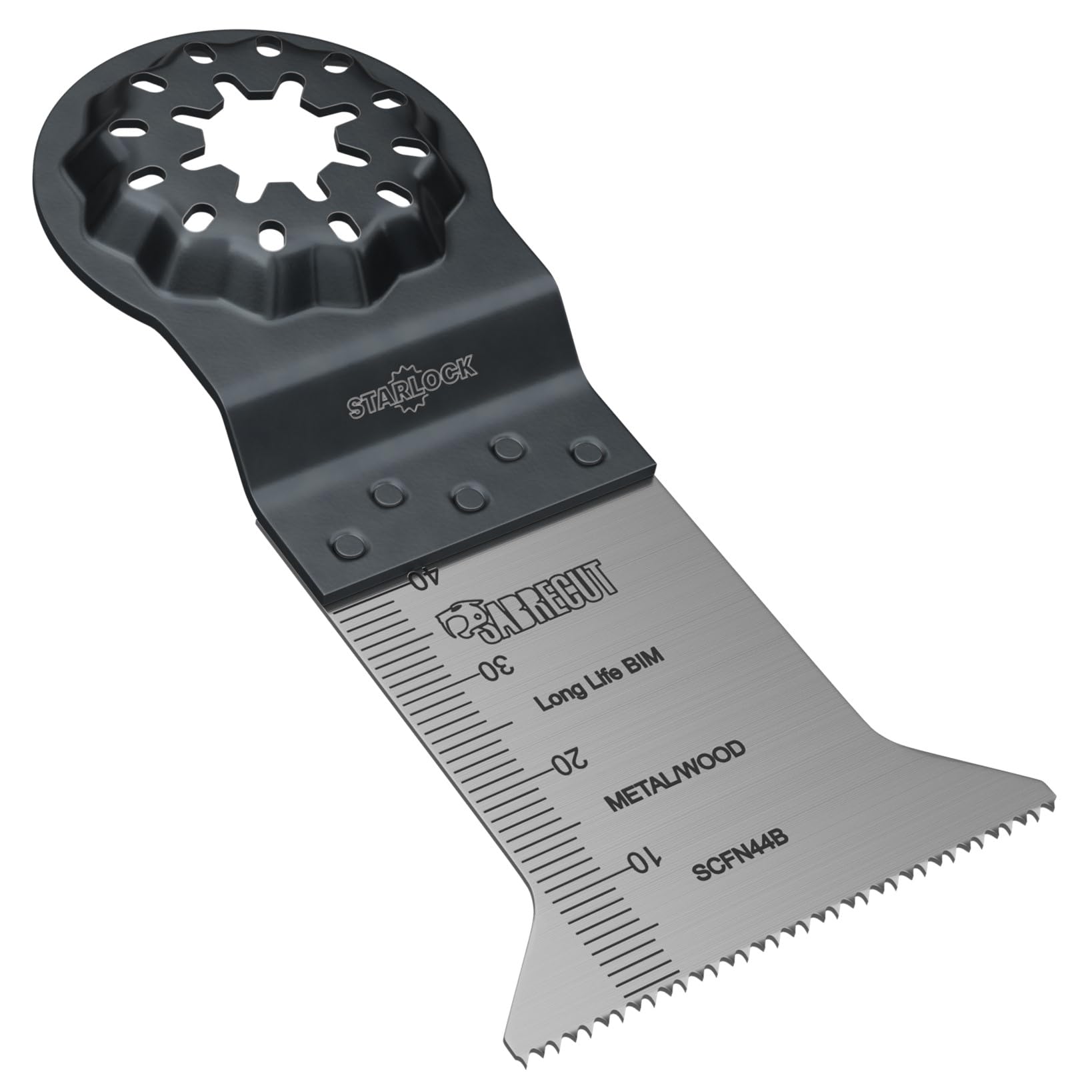 SabreCut 5pcs SCFN44B_5 50mm x 40mm 18 TPI Hojas multitool Larga vida | Compatible con Bosch, Fein (Non-StarLock), hojas HSS bimetal cortan madera, metal y clavos